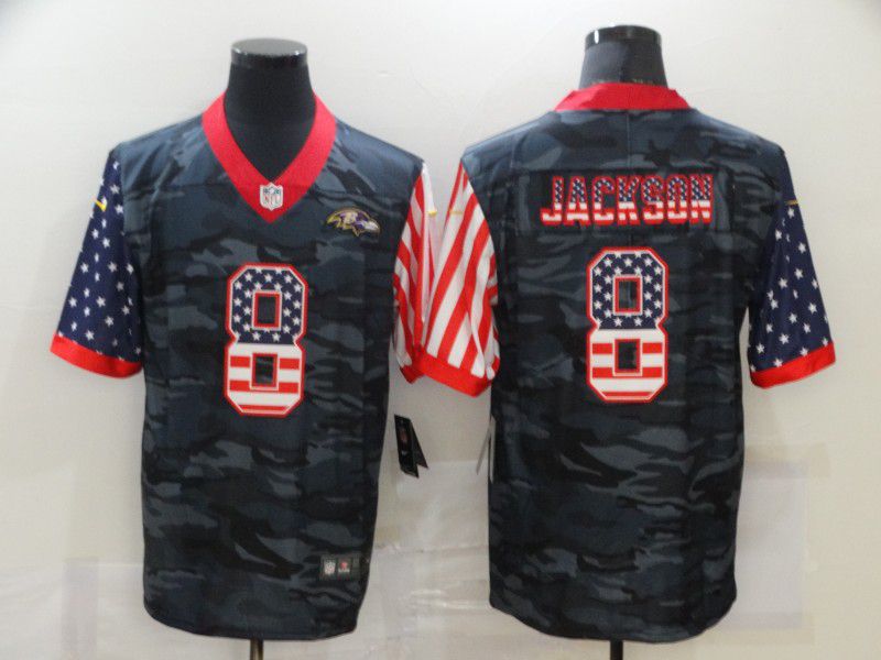 Men Baltimore Ravens #8 Jackson Camouflage national flag Nike Limited NFL Jersey